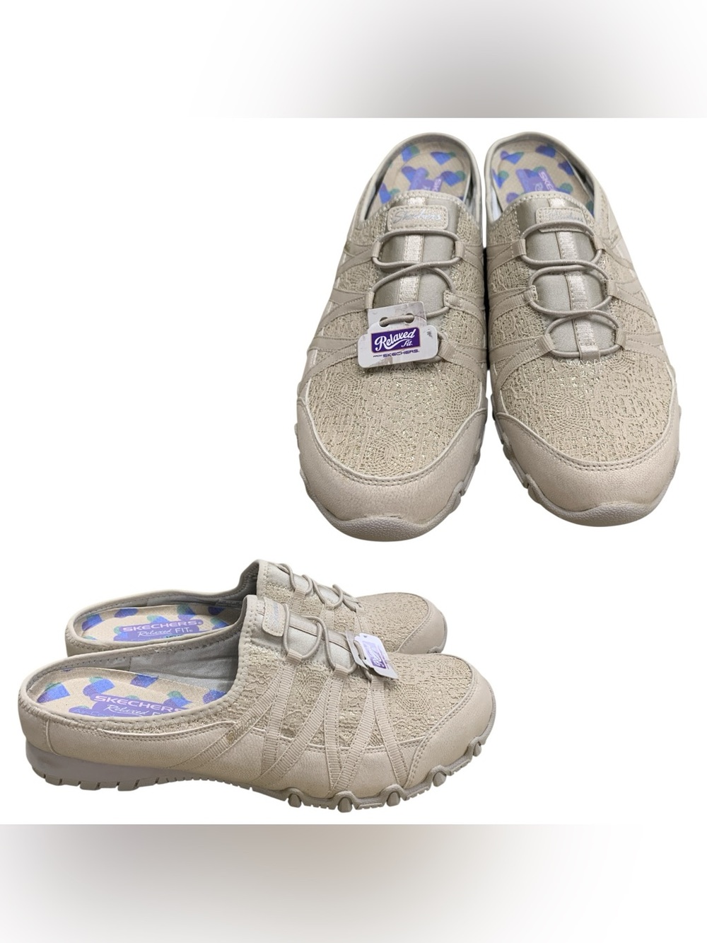 Skechers Taupe Slip-On Lace-Detail Sneakers S10
